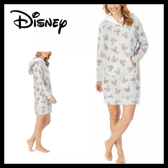Disney Other - Disney Mickey Mouse Fleece Lounge Hoodie Robe Grey
